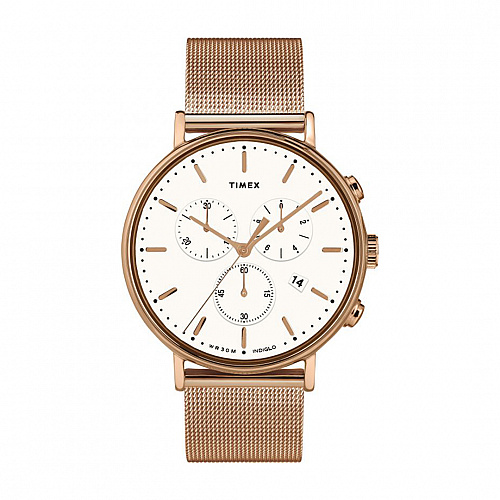 Fairfield Chronograph 41mm Stainless Steel Mesh Band - Rose Gold-Tone